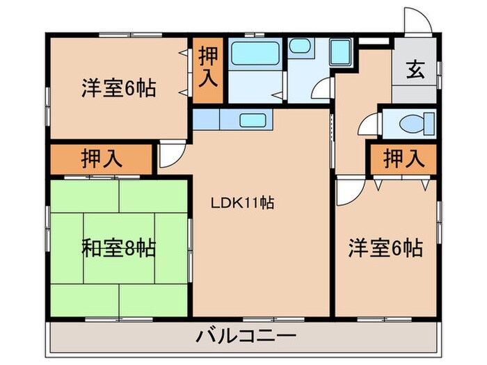 マ－ベラス栄和Ｂ棟の物件間取画像