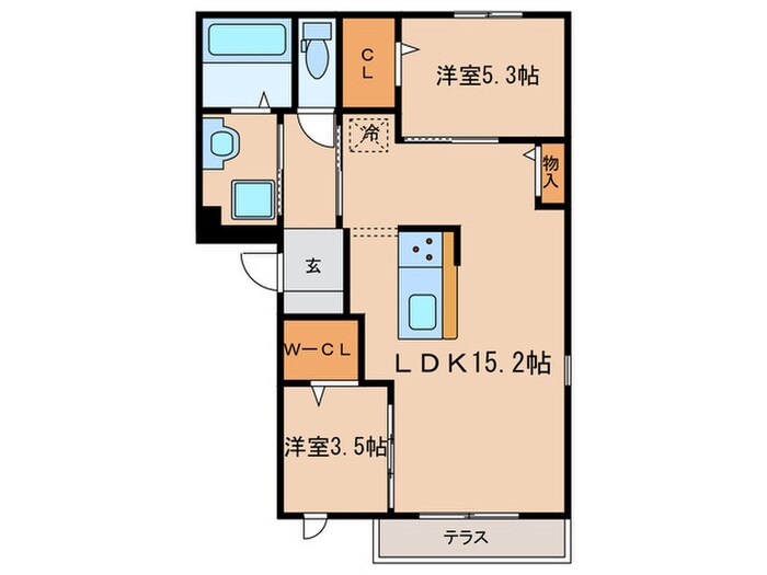 フルールB棟の物件間取画像