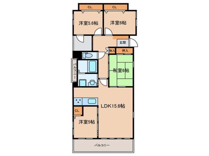 ネオグランデ大林（203）の物件間取画像