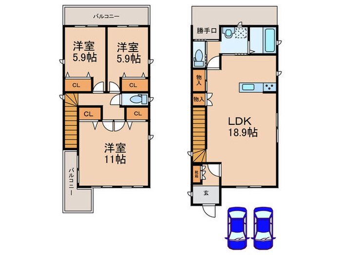 文教台貸家　北棟の物件間取画像