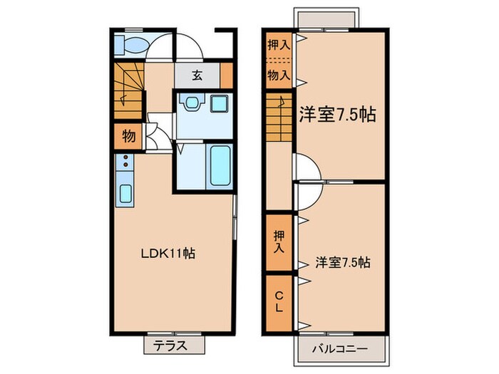 ヴィレＴＴ　Ａの物件間取画像