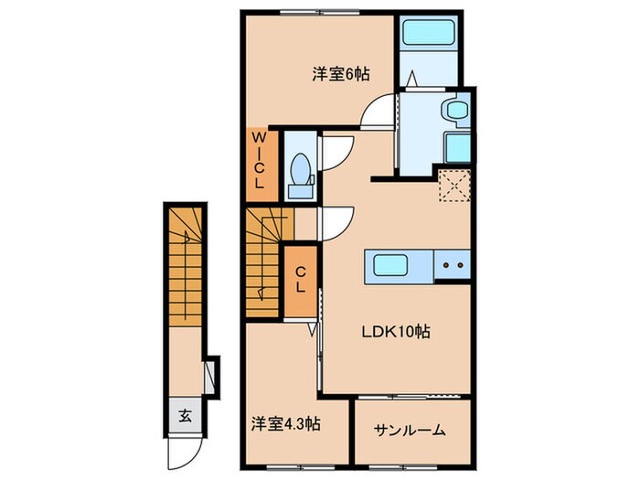 コンフォール門間Aの物件間取画像