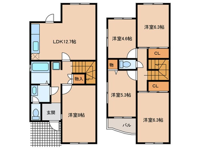 タウン石尾台　１０２号棟８号の物件間取画像