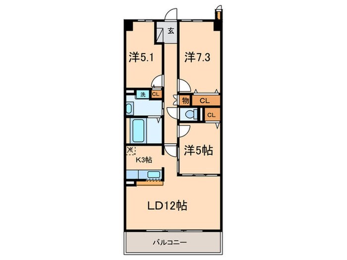 ソーラスフロント富船の物件間取画像