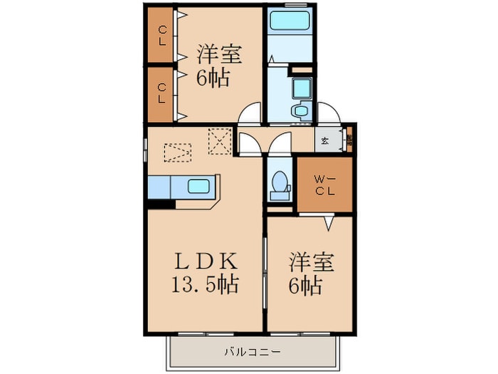 ベルデュール中曽根 Ｂの物件間取画像