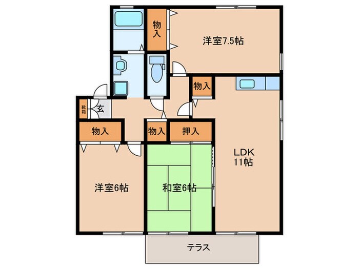 ロイヤルガーデン野口　Ｂ棟の物件間取画像