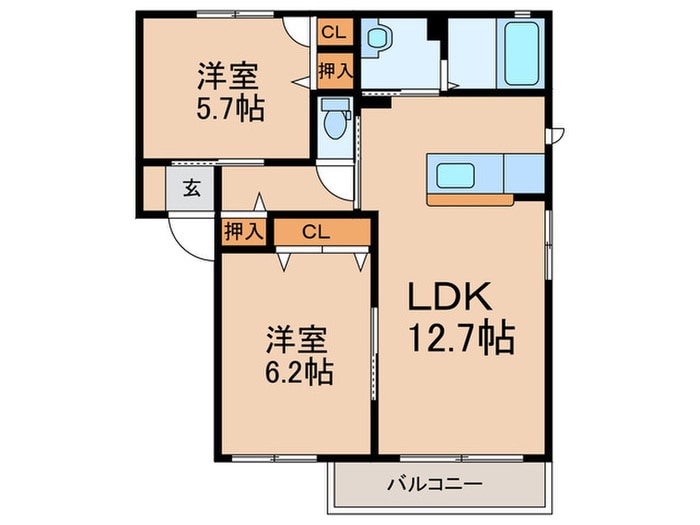 デュ－ク沼口Ｃの物件間取画像