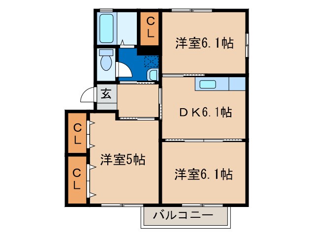 デュ－ク沼口Ｅの物件間取画像