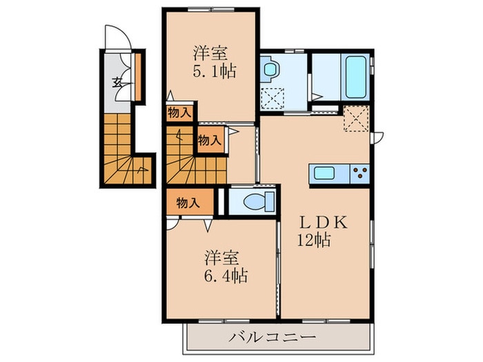 ＨＥＡＲＴＹＳ　ＥＮＴ豆津Ｃ棟の物件間取画像