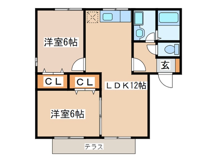 セジュ－ルひろかわＡ棟の物件間取画像