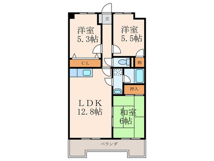 サンローゼ本城東の物件間取画像