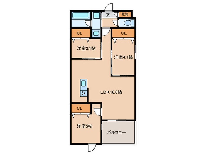 MODERN　PALAZZO姪浜Ⅱの物件間取画像