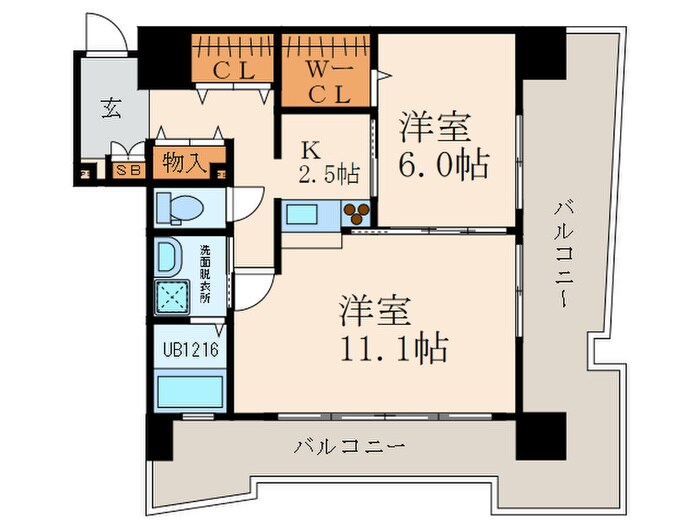 ｻﾝｼｬｲﾝ ﾌﾟﾘﾝｾｽ 北九州の物件間取画像