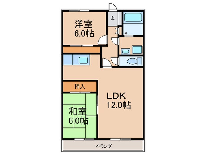 本多ハイツ長門石の物件間取画像