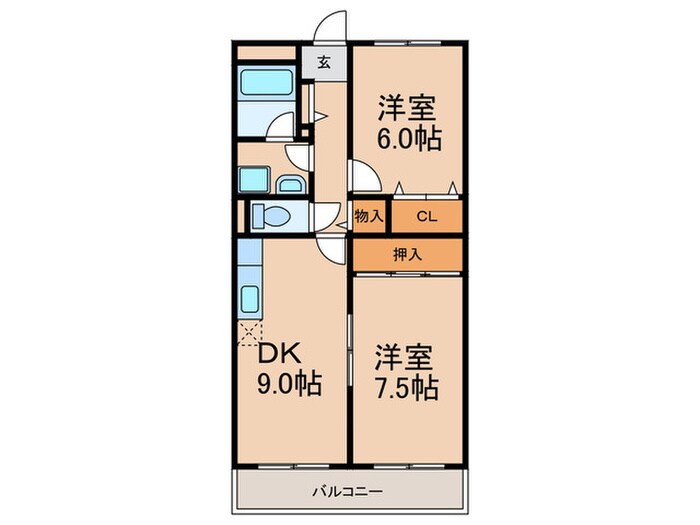 ハイ・アルブル迎田の物件間取画像