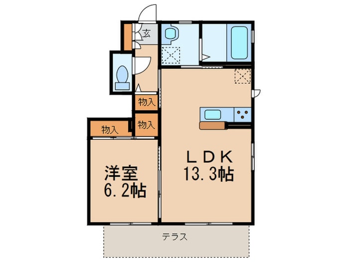 ＨＥＡＲＴＹＳ　ＥＮＴ豆津Ａ棟の物件間取画像