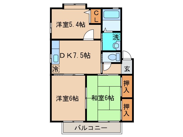 サンハイツ永犬丸Ｃの物件間取画像