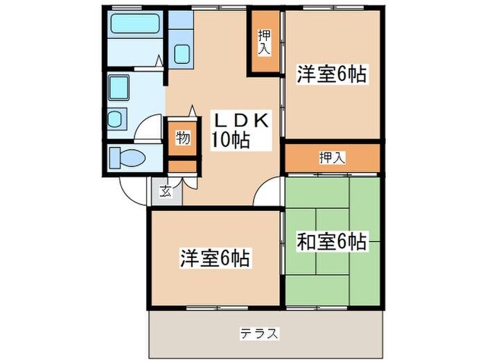 サンビレッジ二日市Ｂの物件間取画像