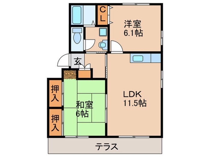 アイリス第２大野城の物件間取画像