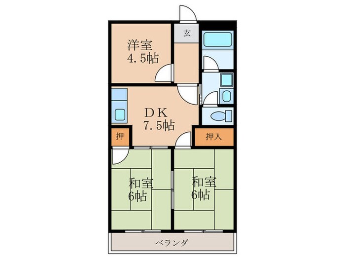 シャトレ西小石 Ｂ棟の物件間取画像