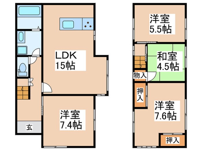 筑紫野市紫３丁目戸建貸家の物件間取画像