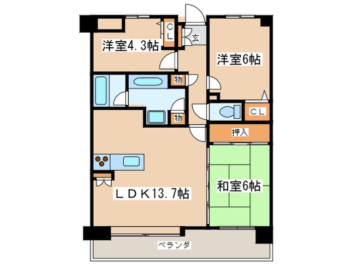 清喜スカイマンション二日市の物件間取画像