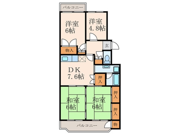 エメラルドマンション南小倉Ｃ棟の物件間取画像