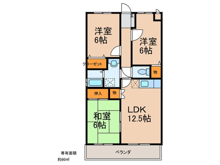グリーンビル御井Ｂの物件間取画像