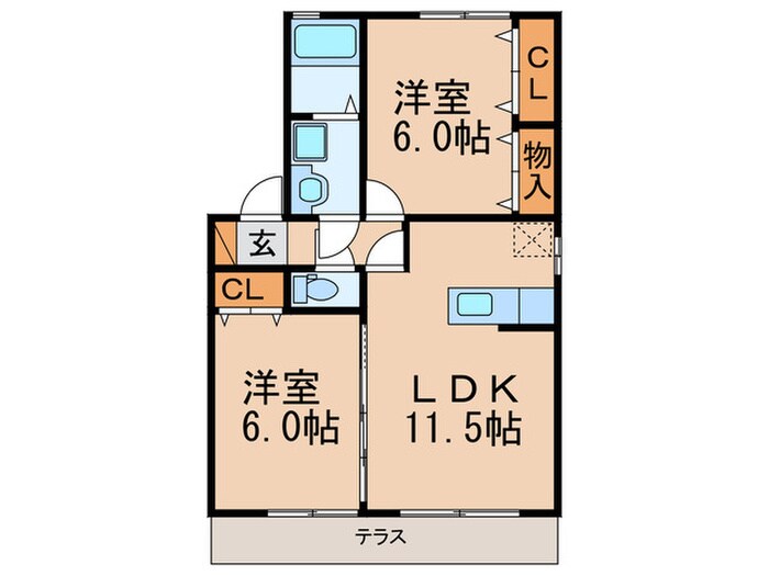 ラーフィア南里 Ｃの物件間取画像