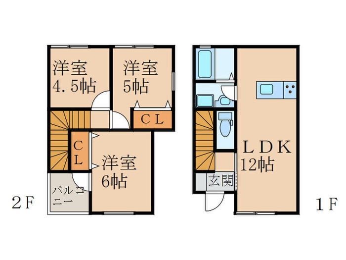 メゾネット築城ⅡB棟の物件間取画像