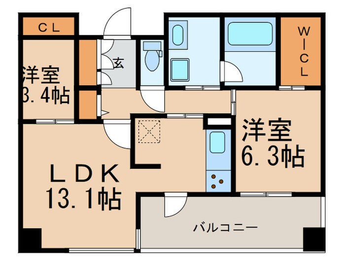 ｴﾝｸﾚｽﾄ博多PREMIER(1307)の物件間取画像