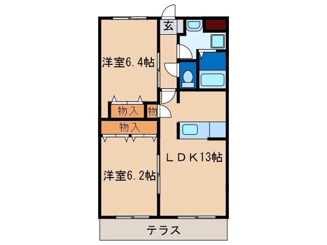 レジデンス若宮インタ－Ｂの物件間取画像