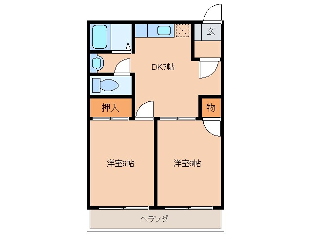 オ－シャンハイツ広川の物件間取画像