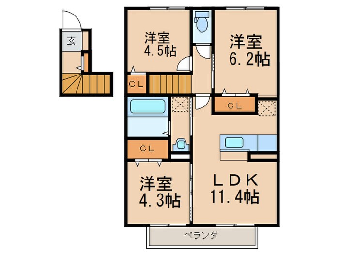 セジュール　ＫｏｇａⅢ　A棟の物件間取画像