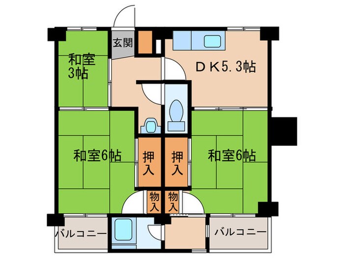 ビレッジハウス萩原2号棟の物件間取画像