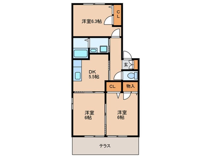 ルミナス筑紫野Ｄ棟の物件間取画像