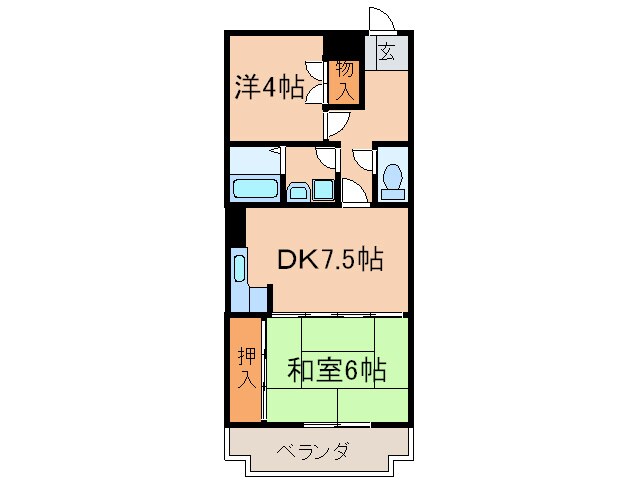 陣山スカイマンション(202)の物件間取画像