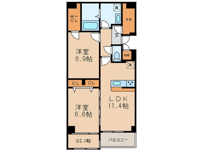 エルヴィータ渡辺通の物件間取画像