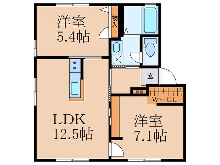 クエストヒル陣原Bの物件間取画像