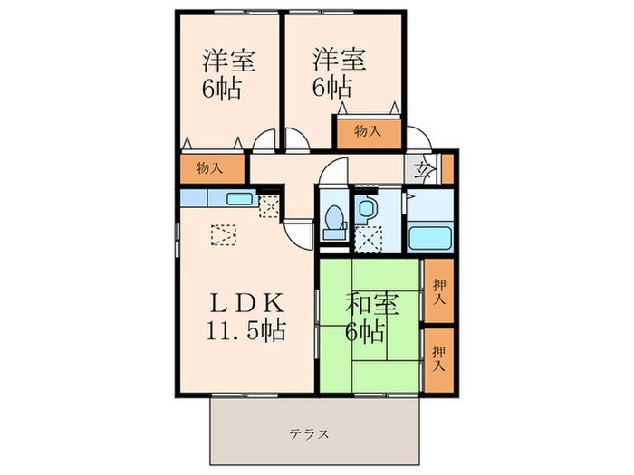 サニーフラット若園C棟の物件間取画像