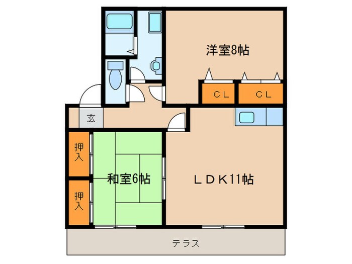 ハイカム－ル津福Ａの物件間取画像