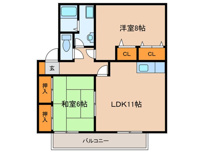ハイカム－ル津福Ｂの物件間取画像