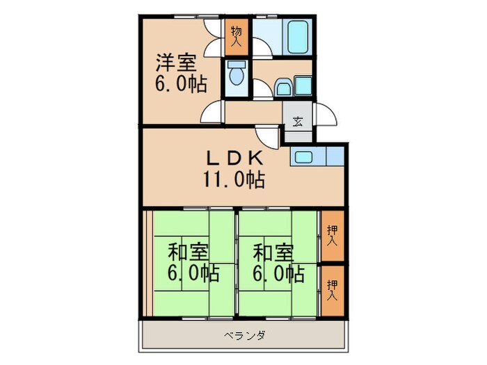 プレリュ－ド篠栗Ⅱの物件間取画像