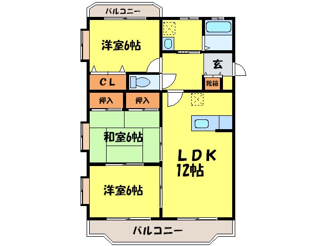 グランデージ空港南の物件間取画像