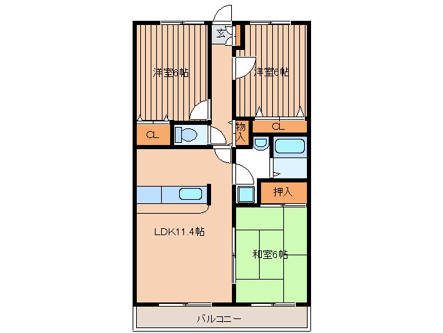 リバーサイドＭⅠの物件間取画像