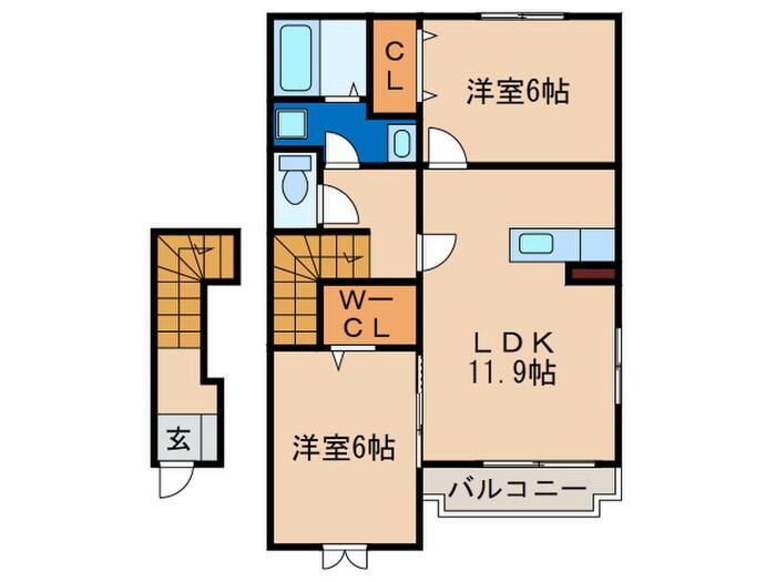 ジュネス馬場Aの物件間取画像