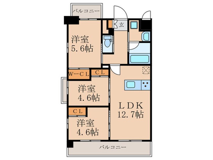 ｺﾝﾀﾞｸﾄﾚｼﾞﾃﾞﾝｽFUTAJIMAの物件間取画像