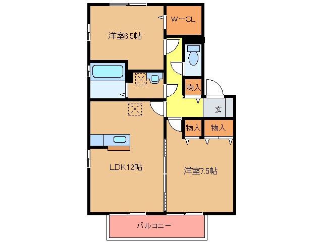 リビングタウン　ルピナ新宮　Ｂの物件間取画像