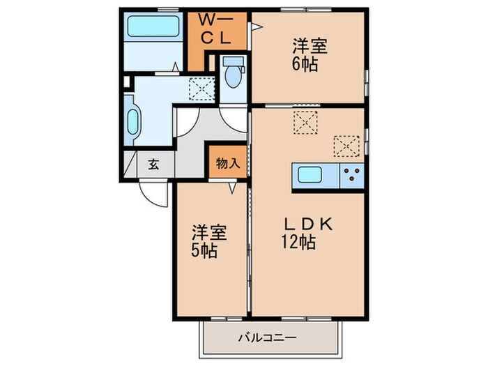 ワレア城前　Ａ棟の物件間取画像