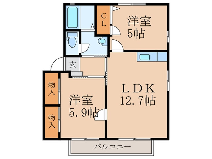 シャ－メゾン中曽根Ａ棟の物件間取画像